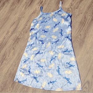Womens Vintage Y2K Angel & Clouds Silky Sleep Dress Size Small
